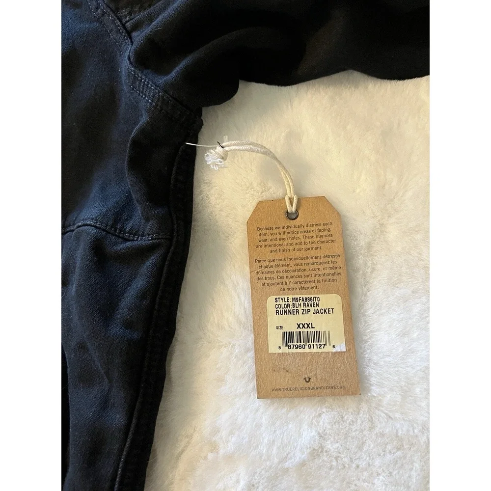 New! TRUE RELIGION‎ MEN'S RUNNER ZIP JACKET Size 3XL  XXXL Black NWT Retail $228
